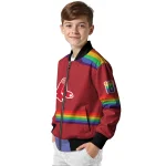custom boston red sox rainbow jersey number red bomber jacket best selling