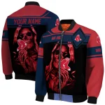 custom boston red sox reaper hands red black bomber jacket best selling
