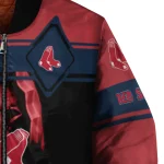 custom boston red sox reaper hands red black bomber jacket best selling