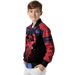 custom boston red sox reaper hands red black bomber jacket best selling