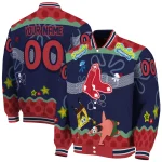custom boston red sox spongebob playtime red blue varsity jacket best selling