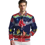 custom boston red sox spongebob playtime red blue varsity jacket best selling