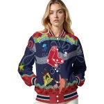 custom boston red sox spongebob playtime red blue varsity jacket best selling