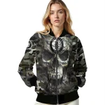 custom brooklyn nets camouflage skull camouflage bomber jacket best selling