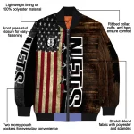 custom brooklyn nets flag wood brown bomber jacket best selling