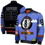 custom brooklyn nets mario blocks blue black bomber jacket best selling