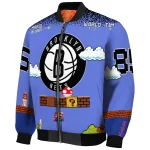 custom brooklyn nets mario blocks blue black bomber jacket best selling