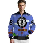 custom brooklyn nets mario blocks blue black bomber jacket best selling