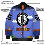 custom brooklyn nets mario blocks blue black bomber jacket best selling