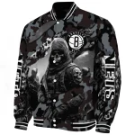 custom brooklyn nets skull horde black varsity jacket best selling