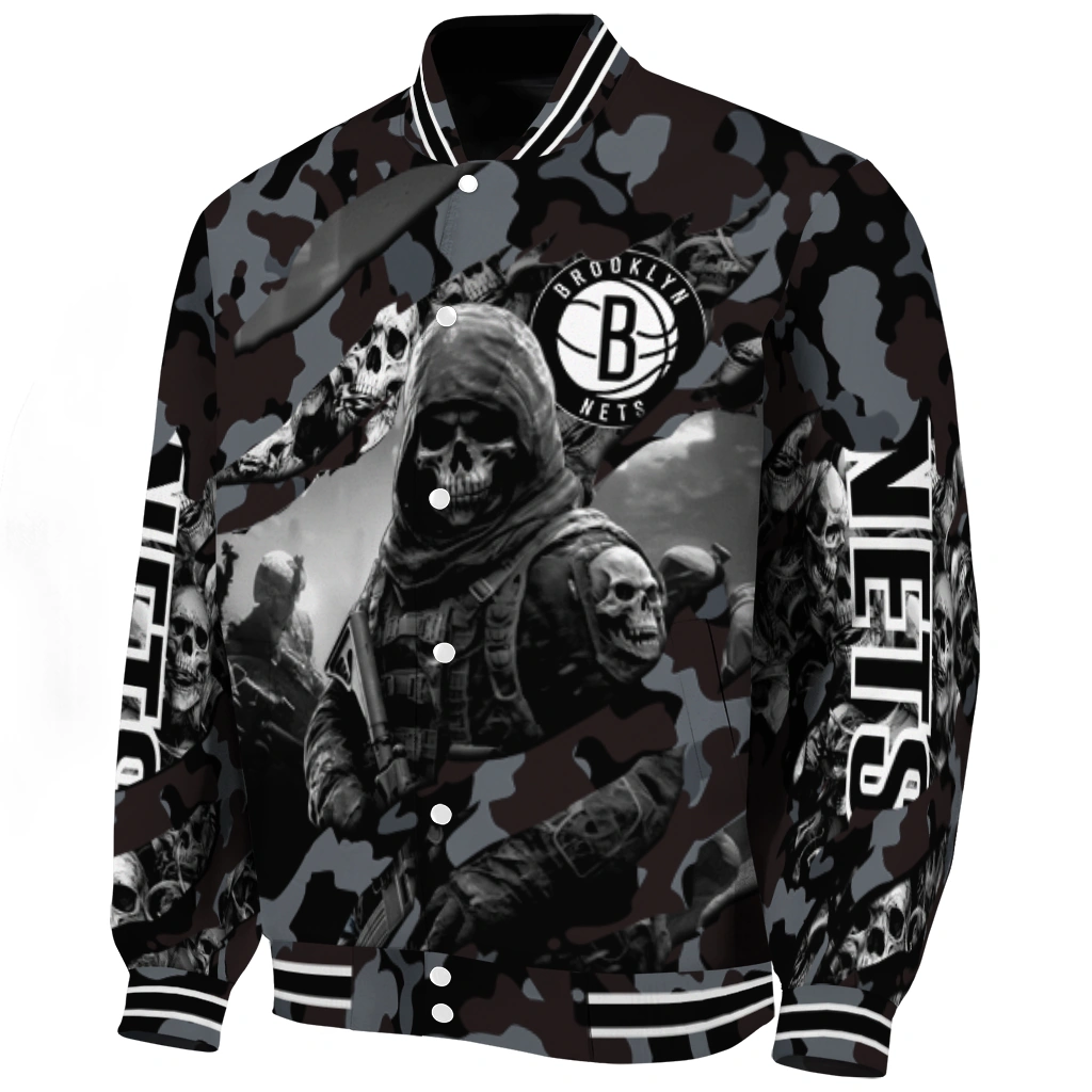 custom brooklyn nets skull horde black varsity jacket best selling custom brooklyn nets skull horde black varsity jacket best selling