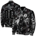 custom brooklyn nets skull horde black varsity jacket best selling