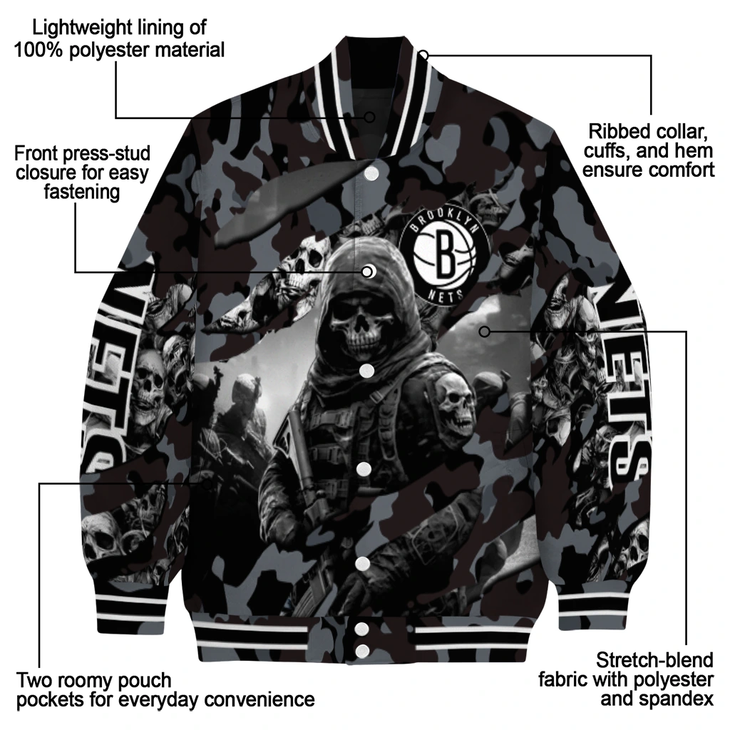 custom brooklyn nets skull horde black varsity jacket new arrival custom brooklyn nets skull horde black varsity jacket new arrival