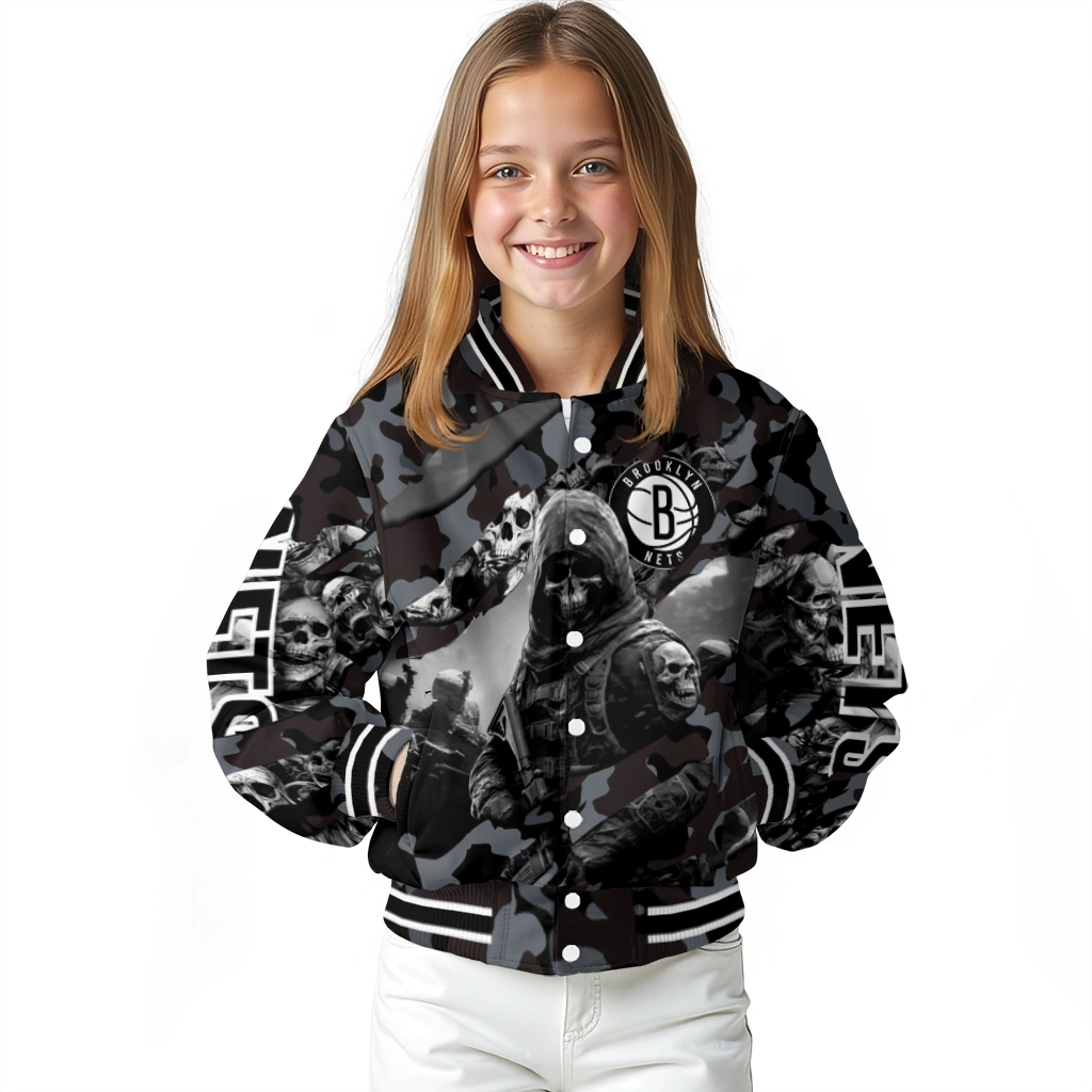 custom brooklyn nets skull horde black varsity jacket top rated custom brooklyn nets skull horde black varsity jacket top rated
