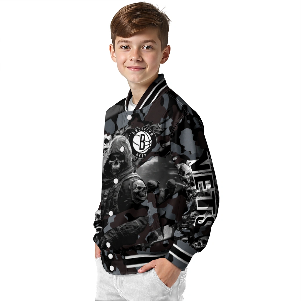 custom brooklyn nets skull horde black varsity jacket trendy custom brooklyn nets skull horde black varsity jacket trendy
