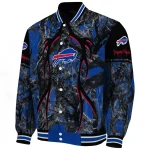custom buffalo bills antlers motif blue black varsity jacket best selling