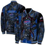 custom buffalo bills antlers motif blue black varsity jacket best selling