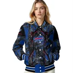 custom buffalo bills antlers motif blue black varsity jacket best selling