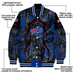 custom buffalo bills antlers motif blue black varsity jacket best selling