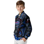 custom buffalo bills antlers motif blue black varsity jacket best selling