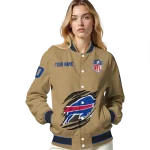 custom buffalo bills claw tear beige varsity jacket best selling