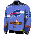custom buffalo bills mario blocks blue black varsity jacket best selling