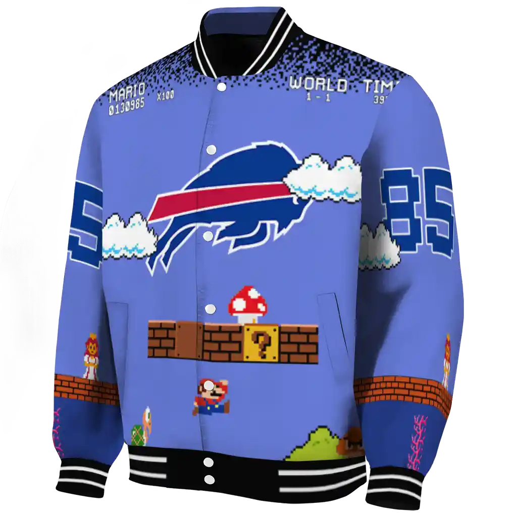 custom buffalo bills mario blocks blue black varsity jacket best selling custom buffalo bills mario blocks blue black varsity jacket best selling