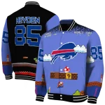 custom buffalo bills mario blocks blue black varsity jacket best selling