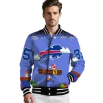 custom buffalo bills mario blocks blue black varsity jacket best selling