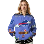 custom buffalo bills mario blocks blue black varsity jacket best selling