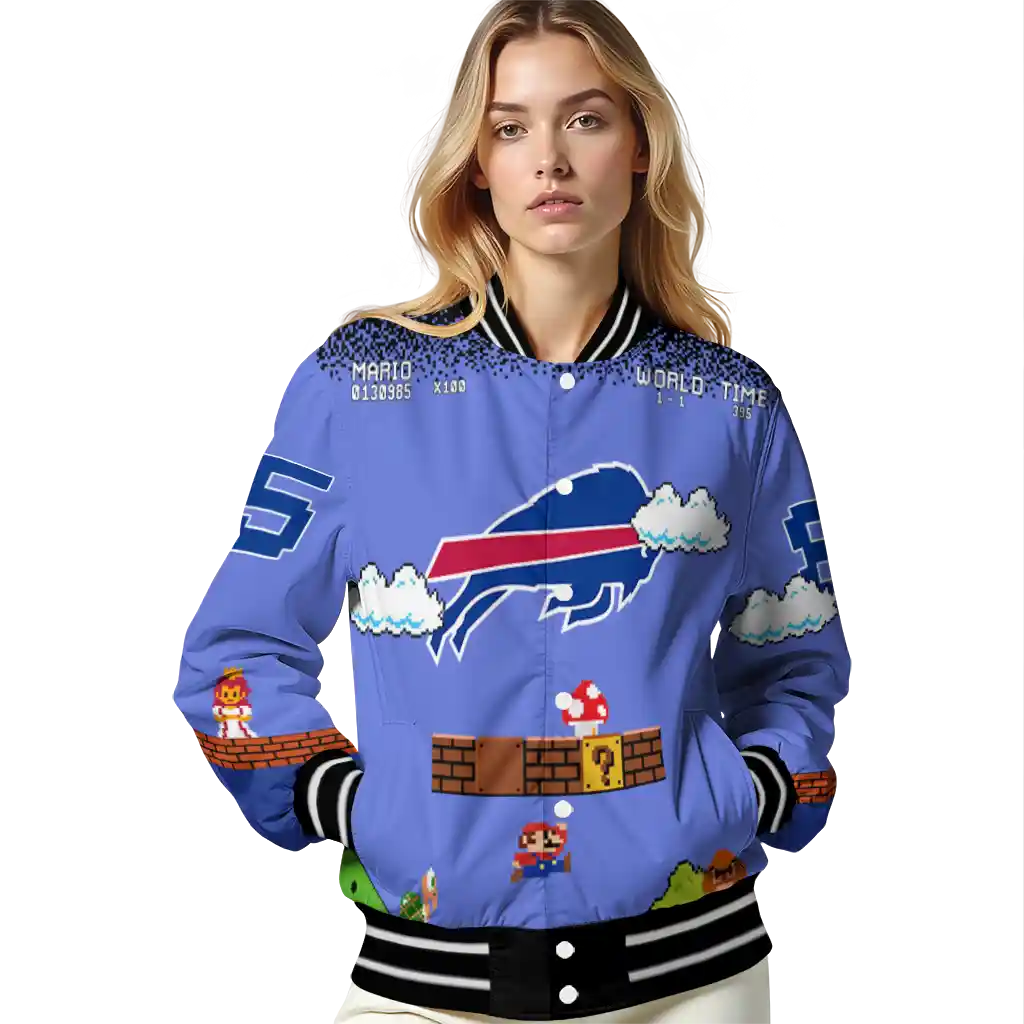 custom buffalo bills mario blocks blue black varsity jacket latest model custom buffalo bills mario blocks blue black varsity jacket latest model