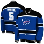 custom buffalo bills stripe statement blue black varsity jacket best selling