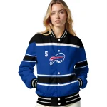 custom buffalo bills stripe statement blue black varsity jacket best selling