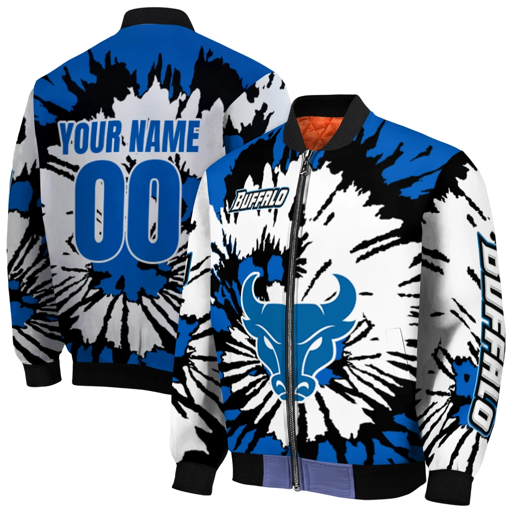 custom buffalo bulls burst splatter royal blue bomber jacket best selling custom buffalo bulls burst splatter royal blue bomber jacket best selling