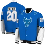 custom buffalo bulls chevron style royal blue varsity jacket best selling