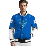 custom buffalo bulls chevron style royal blue varsity jacket best selling