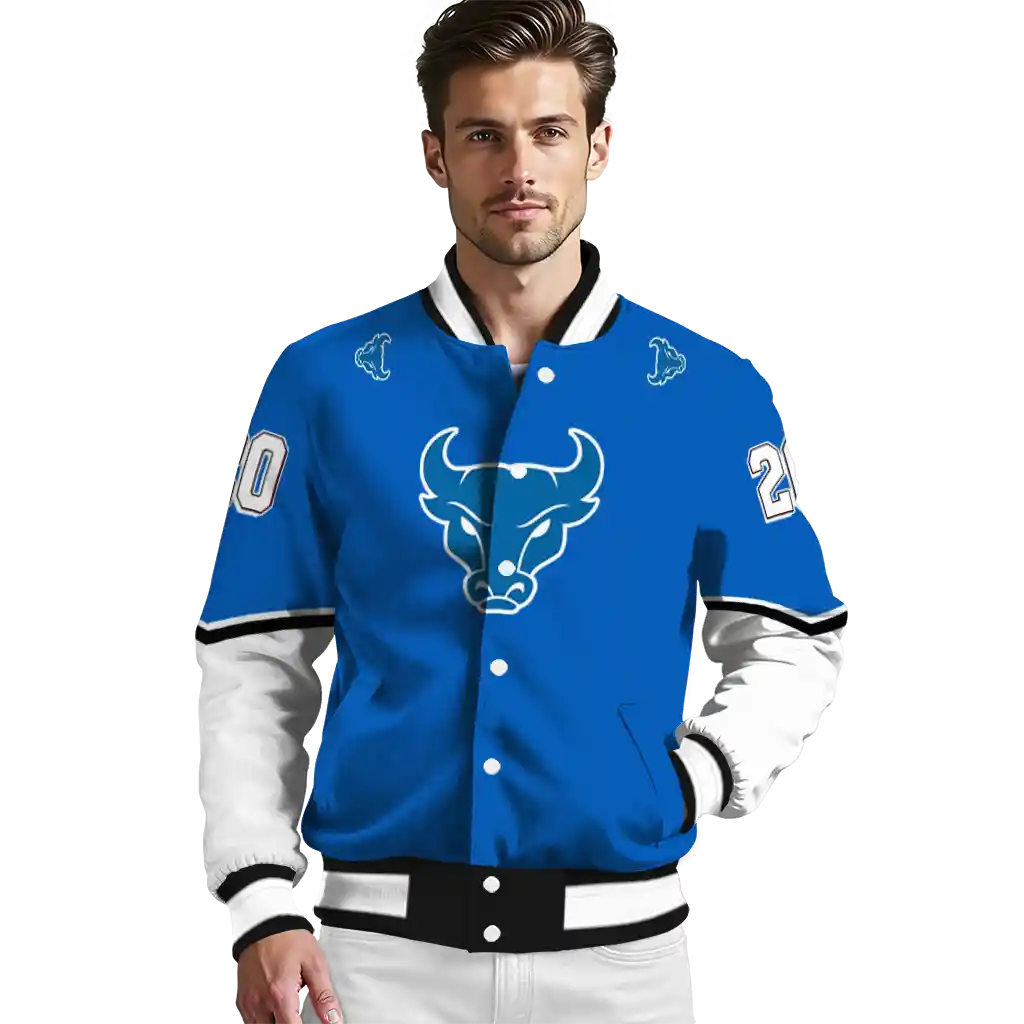 custom buffalo bulls chevron style royal blue varsity jacket high quality custom buffalo bulls chevron style royal blue varsity jacket high quality