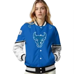 custom buffalo bulls chevron style royal blue varsity jacket best selling