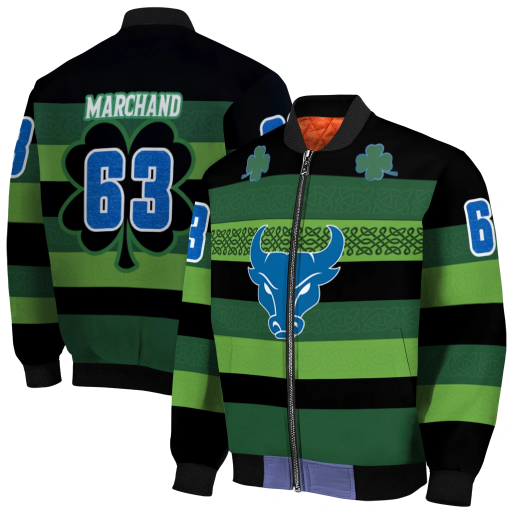 custom buffalo bulls clover green lines green black bomber jacket best selling custom buffalo bulls clover green lines green black bomber jacket best selling