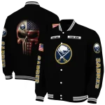 custom buffalo sabres american flag skull black varsity jacket best selling