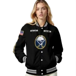 custom buffalo sabres american flag skull black varsity jacket best selling