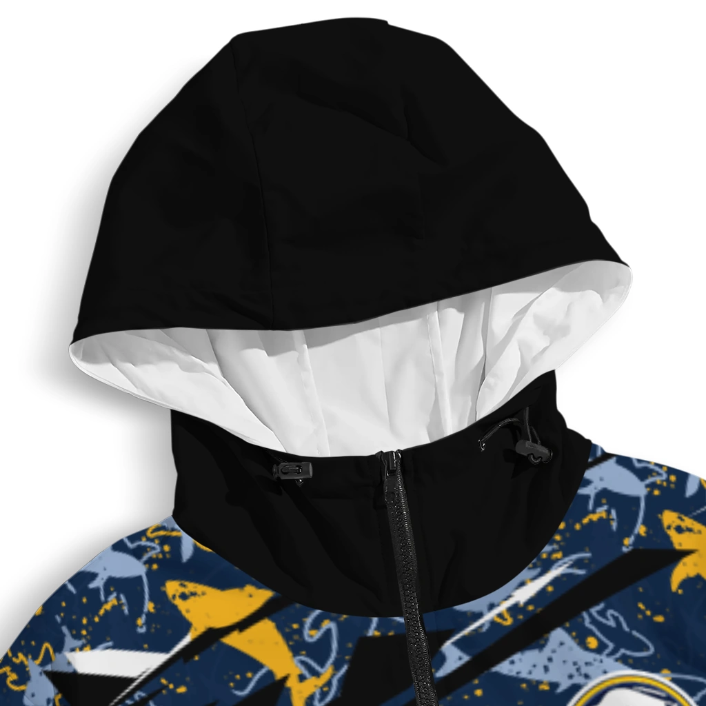 custom buffalo sabres shark art navy blue windbreaker jacket premium grade custom buffalo sabres shark art navy blue windbreaker jacket premium grade