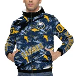 custom buffalo sabres shark art navy blue windbreaker jacket best selling