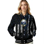 custom buffalo sabres star stripes navy blue black varsity jacket best selling