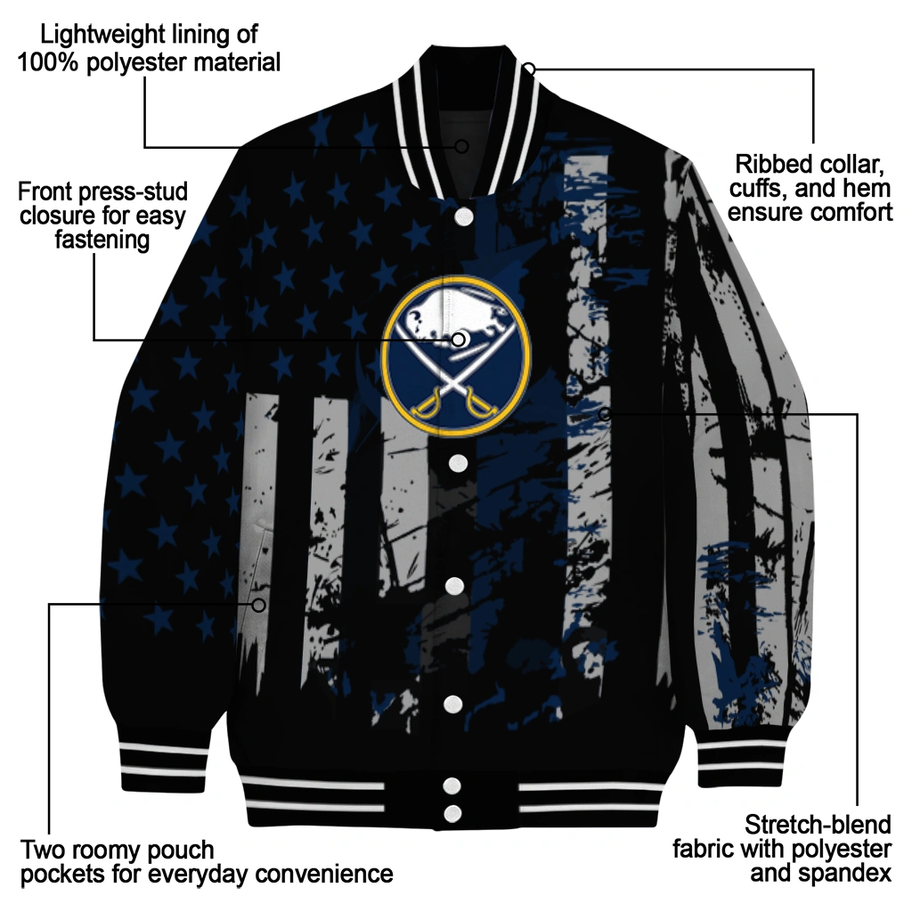 custom buffalo sabres star stripes navy blue black varsity jacket new arrival custom buffalo sabres star stripes navy blue black varsity jacket new arrival