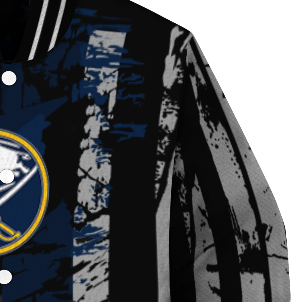 custom buffalo sabres star stripes navy blue black varsity jacket premium grade custom buffalo sabres star stripes navy blue black varsity jacket premium grade