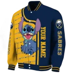 custom buffalo sabres stitch laughing navy blue varsity jacket best selling