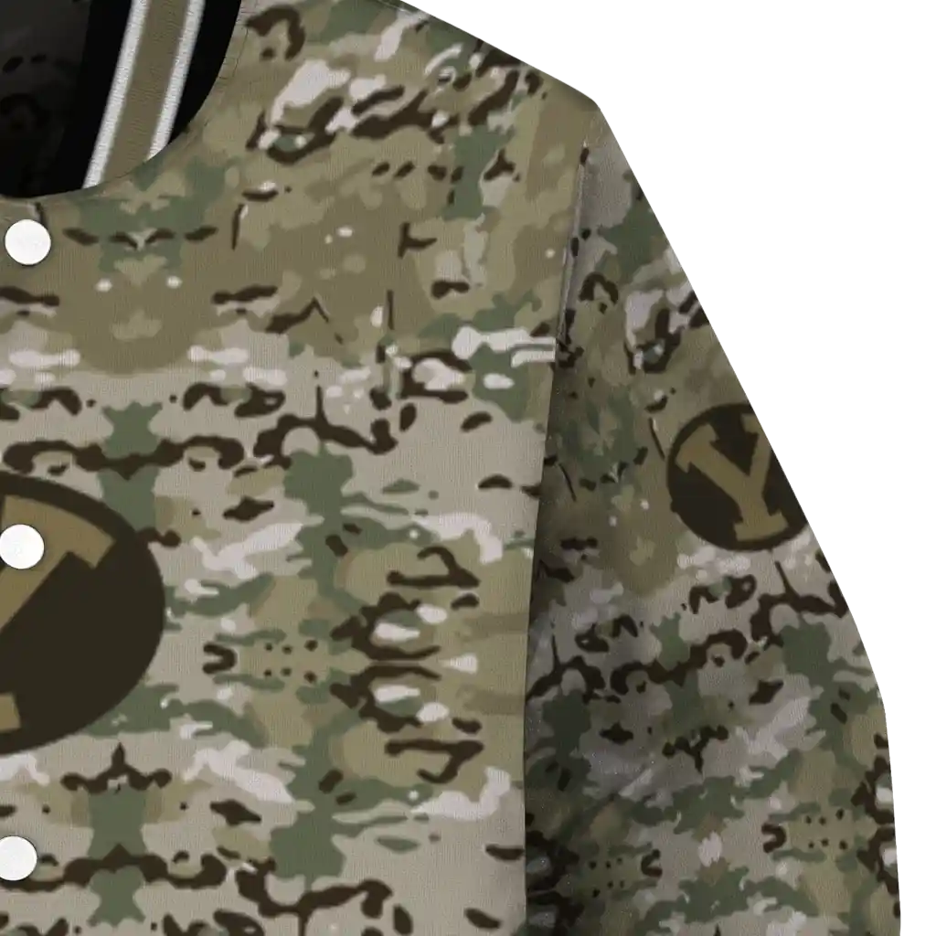 custom byu cougars camouflage abstract camouflage varsity jacket premium grade custom byu cougars camouflage abstract camouflage varsity jacket premium grade