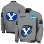 custom byu cougars feral slash grey varsity jacket best selling