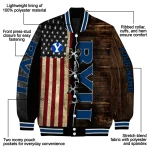 custom byu cougars flag wood brown varsity jacket best selling